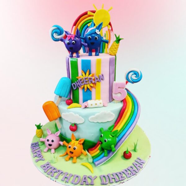 Nippon Paint Customised Cake For Kids 4 Kg - colorful cake designed like paint cans and brushes with Nippon Paint branding