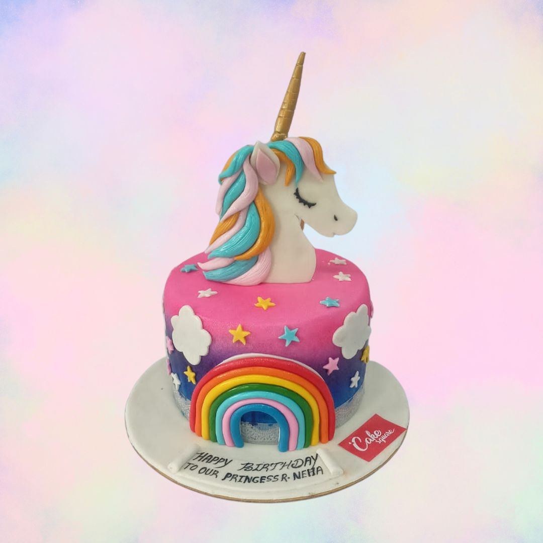 Cute Unicorn Cake Designs : Rainbow Cake with Unicorn for 8th birthday