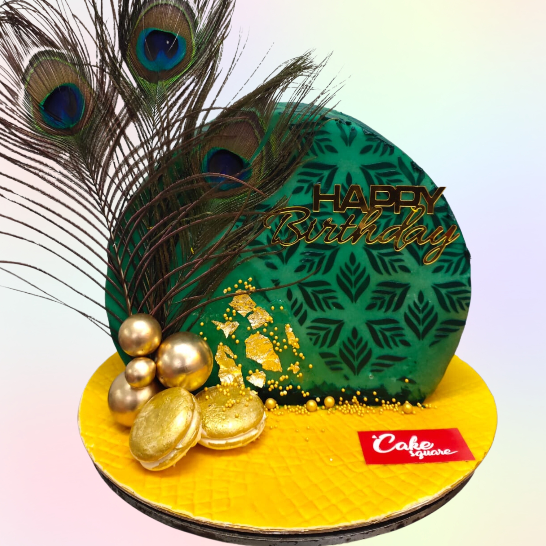 "Peacock Theme Half Birthday Cake 1 Kg featuring vibrant peacock designs, perfect for an elegant and colorful half-birthday celebration."