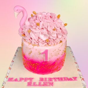 Pink Flamingo Girls Birthday Cake 1 Kg. Charming 1 Kg birthday cake with pink fondant flamingos and tropical decorations.