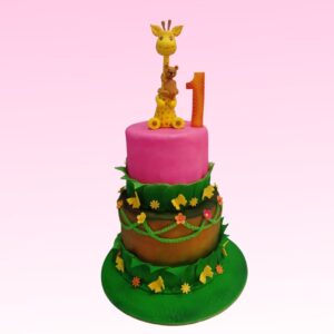 Pink Giraffee girls birthday cake 4 Kg for girls with a playful spotted pattern and cute design.