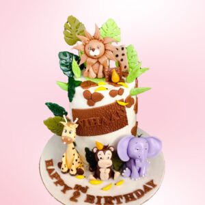 Pretty Animals Beautiful Kids Birthday Cake 4 Kg, featuring cute animal designs for a fun celebration.