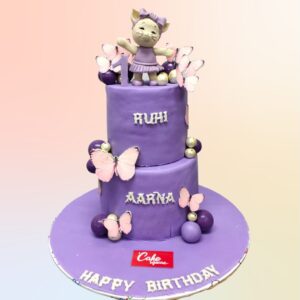 Purple Kitty Girls First Birthday Cake 5 Kg, a cute and delightful cake for a special milestone.