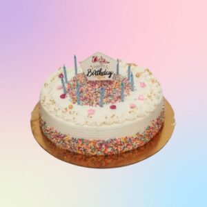 Vanilla cake when topped with colourful sprinkles just makes it more special on this Sprinkle 1Kg Birthday cake. Order now!