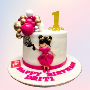 "Superb Girls Birthday Cake 1 Kg. Elegant 1kg pink and white girls birthday cake with floral accents"