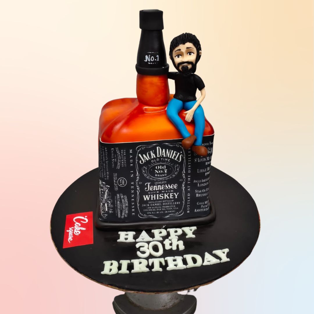 A beautifully crafted Wine Bottle Theme Cake, showcasing intricate details and vibrant colors, perfect for celebrations like birthdays and anniversaries.