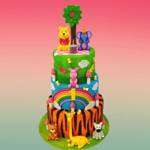 Wonderful Winnie The Pooh 3-Tier Kids First Birthday Cake, a delightful centerpiece for a special celebration.