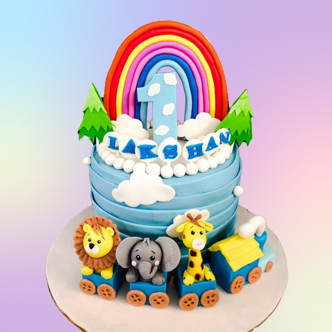 Birthday cake create with theme animal and zoo Stock Photo - Alamy