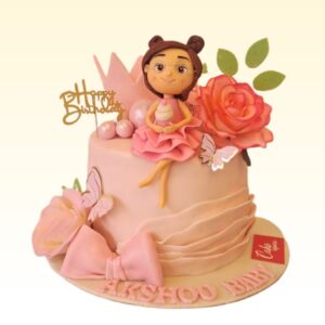 Adorable Girls Special Birthday Cake 1 Kg. Charming pink cake with delicate floral designs and princess-themed accents for a girl's birthday