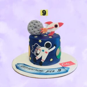 Amazing Astronaut Themed 1Kg Birthday Cake. Out-of-this-world astronaut-themed birthday cake with space-inspired decorations