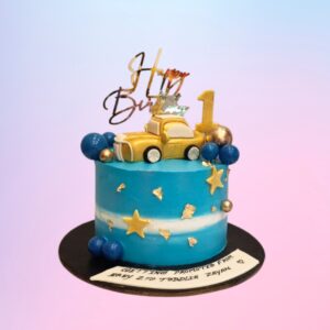 Amazing Car Theme Kids Birthday Cream Cakes 1 Kg for kids, featuring colorful car decorations and creamy frosting, perfect for a fun and lively celebration.