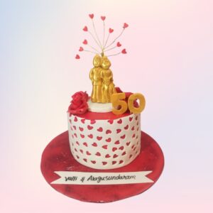 "Amazing Couple Theme 1 Kg Anniversary Cake in vanilla flavour, featuring a charming design for a romantic celebration."