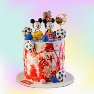 Amazing Football Fans Birthday Cake 2 Kg. Sports-themed cake shaped like a football field with goal posts and player figurines