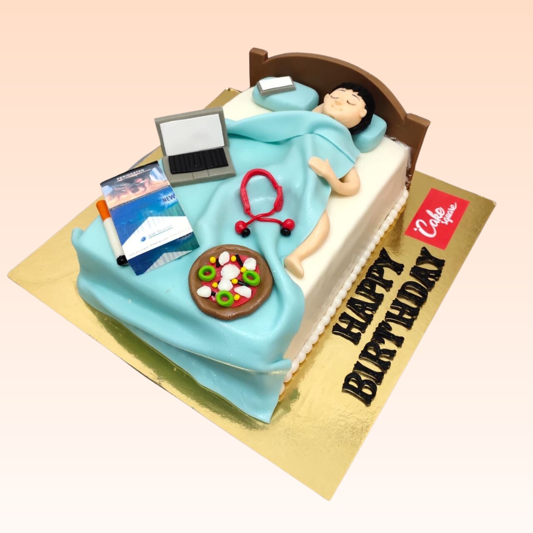 Amazing Lazy Teenager Themed Birthday Cake 2 Kg. Amusing lazy teenager-themed birthday cake with playful fondant decorations