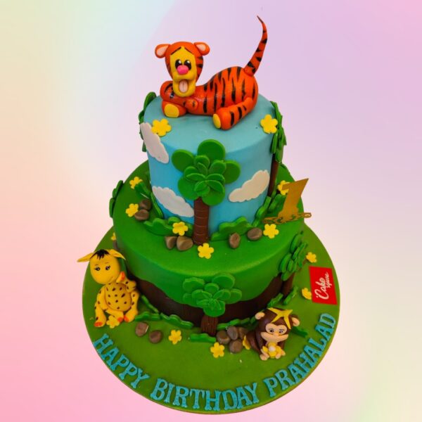 Adorable Amazing Little Tigers First Birthday Cake 3 Kg with orange and black stripes