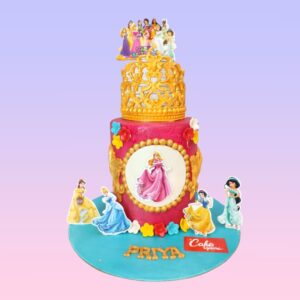 Amazing Lovely Crown Princess party 2 Kg. Regal cake with a large edible crown, tiaras, and princess-themed decorations for a royal birthday party