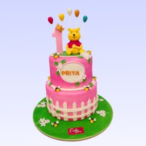 Amazing Winnie The Pooh Pink Kids Birthday Cake 4 Kg for kids, featuring Winnie The Pooh decorations and a charming pink design, ideal for a sweet celebration.