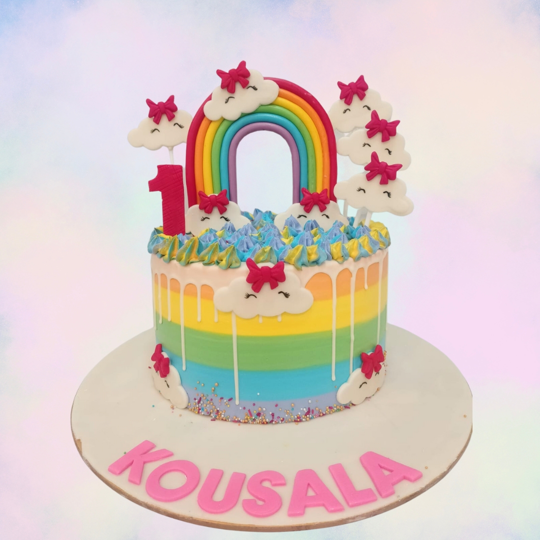 Awesome Rainbow Kids Birthday Cake 2 KgRainbow Kids Birthday Cake 2 Kg, featuring colorful layers and vibrant decorations, perfect for a joyful celebration.