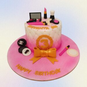 Beautiful Makeup Kit Cake1 Kg. A glamorous makeup kit-themed cake, ideal for a beauty-loving teenager.