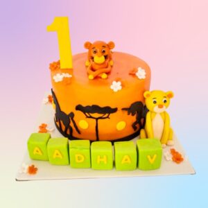 Best Animal Birthday Kids Birthday Cake 1 kg with an animal theme, featuring colorful animal decorations and creamy frosting, ideal for a small celebration.