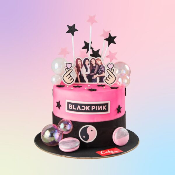 "Best Black Pink Birthday Cake 1 Kg. Striking 1kg birthday cake with bold black and pink color scheme"