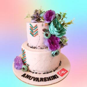 Best Blossoming Flowers Girls Birthday Cake 4 Kg. Vibrant cake covered in an array of colorful fondant flowers for a girl's floral-themed birthday