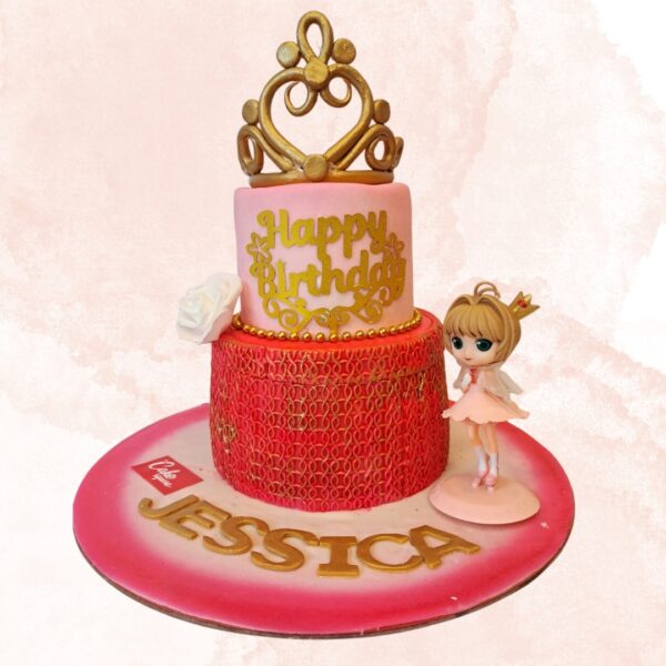 Best First Birthday Cake For Girls 4 Kg for girls with pink and gold theme, featuring "One" topper and floral decorations.