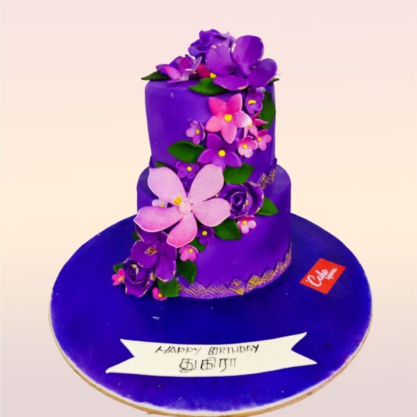 Beautiful Best Purple Flowers First Birthday Cake 4 Kg from Cake Square Chennai