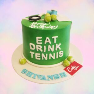 Best Tennis Lovers Theme Birthday Cake 1 kg. Green tennis court cake with racket and ball details