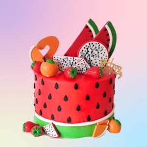 Refreshing Best Watermelon Birthday Cake 2 Kg shaped like a giant watermelon slice with realistic rind and seed details