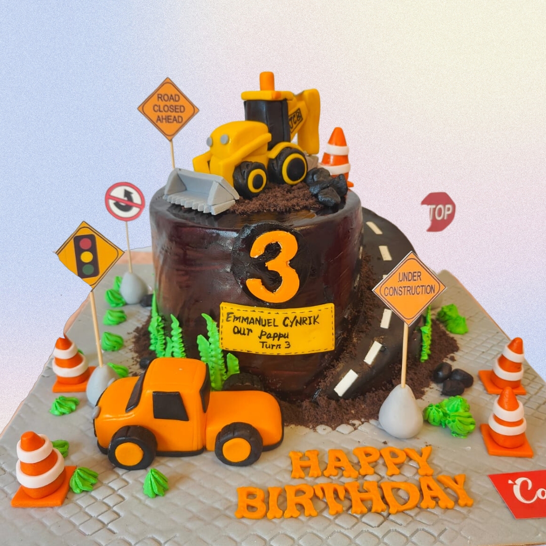 Impressive Big JCP Construction Birthday Cake 2 Kg from Cake Square Chennai