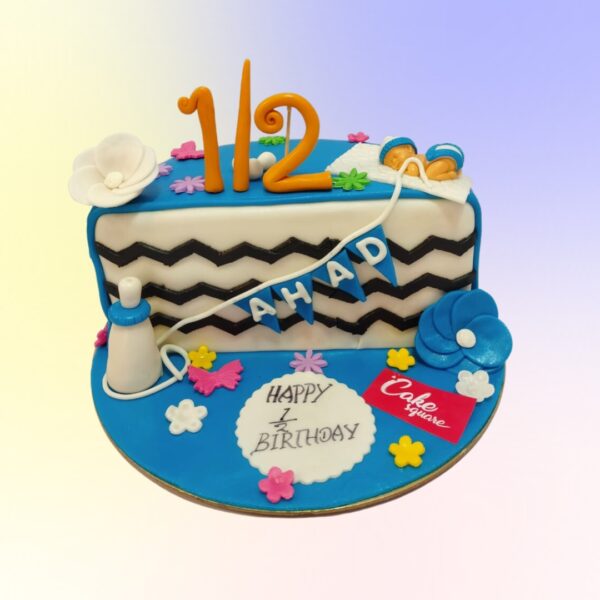 "Boy Babies Half Birthday Cake 1 Kg with fun decorations, perfect for celebrating a baby boy’s 6-month milestone."