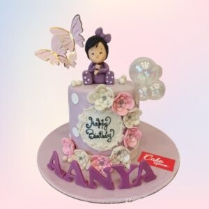 "Butterfly Girls Birthday Cake 1 Kg. Delicate 1kg girls' birthday cake with colorful butterfly decorations"