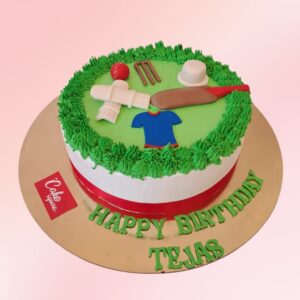 Cricket Theme Cream Cakes for kids 1Kg. Fun cricket-themed cream cake with bat and ball decorations