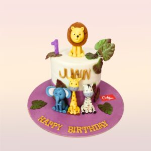 Cute Animals Birthday Cake 1 Kg with cute animal decorations, perfect for a fun and whimsical kids' birthday celebration.