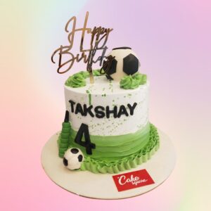 Football Themed cream Cake 1 Kg.Delectable football-themed cream cake with soccer-inspired decorations