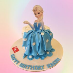 Frozen Theme Girls Birthday Cake 1 Kg. Delightful small cake with Frozen-inspired colors and snowflake designs for a girl's birthday