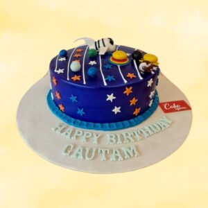 Mesmerizing Galaxy Theme 1 Kg Kids Birthday Cake with swirling cosmic colors, twinkling stars, and planetary decorations