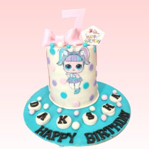 "Latest Lol Girl Dolls Birthday Cake 1 Kg. Vibrant 1kg birthday cake featuring colorful LOL Surprise doll decorations"