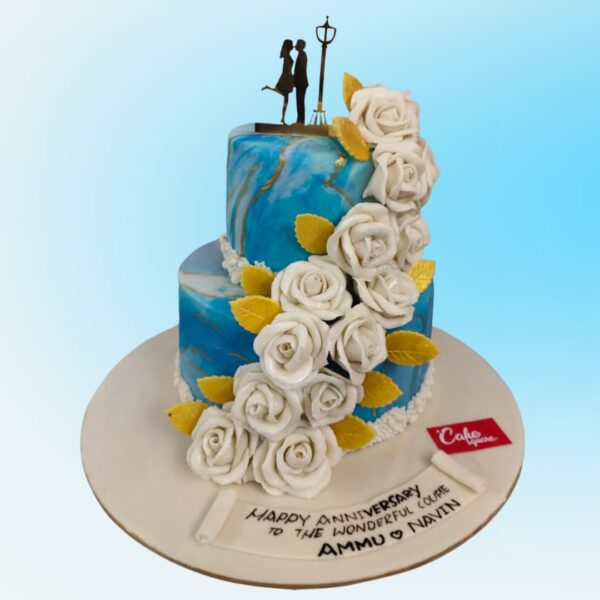 "Love Of My Life 3 Marble Design 3 Kg Anniversary Cake, featuring a stylish marble design and romantic theme."