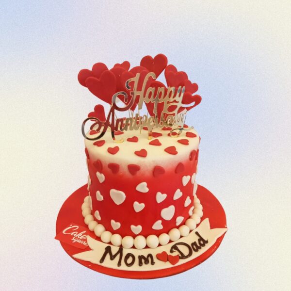 "Mom And Dad 2 Kg Anniversary Cake in pista flavor, featuring a heartfelt design to celebrate their special day."