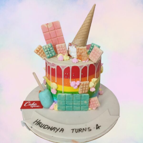 New Candy Birthday Cake 2 kg decorated with colorful candies and sweet treats.