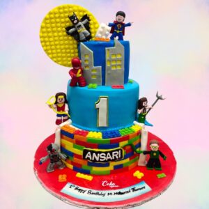 "New Lego theme First Birthday Cake 8 Kg. Spectacular 8kg Lego-themed first birthday cake with elaborate brick constructions"