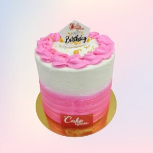 Pink Design 1 Kg Women's Birthday Cake. Elegant 1kg pink birthday cake with floral design, perfect for women's celebrations