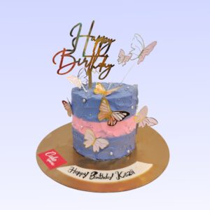 Premium Butterfly Birthday Cake 1 kg. Elegant 1kg butterfly-themed birthday cake with delicate fondant decorations