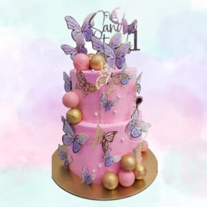 Delicate Pretty Pink Butterfly Girls First Birthday Cake 5 Kg from Cake Square Chennai