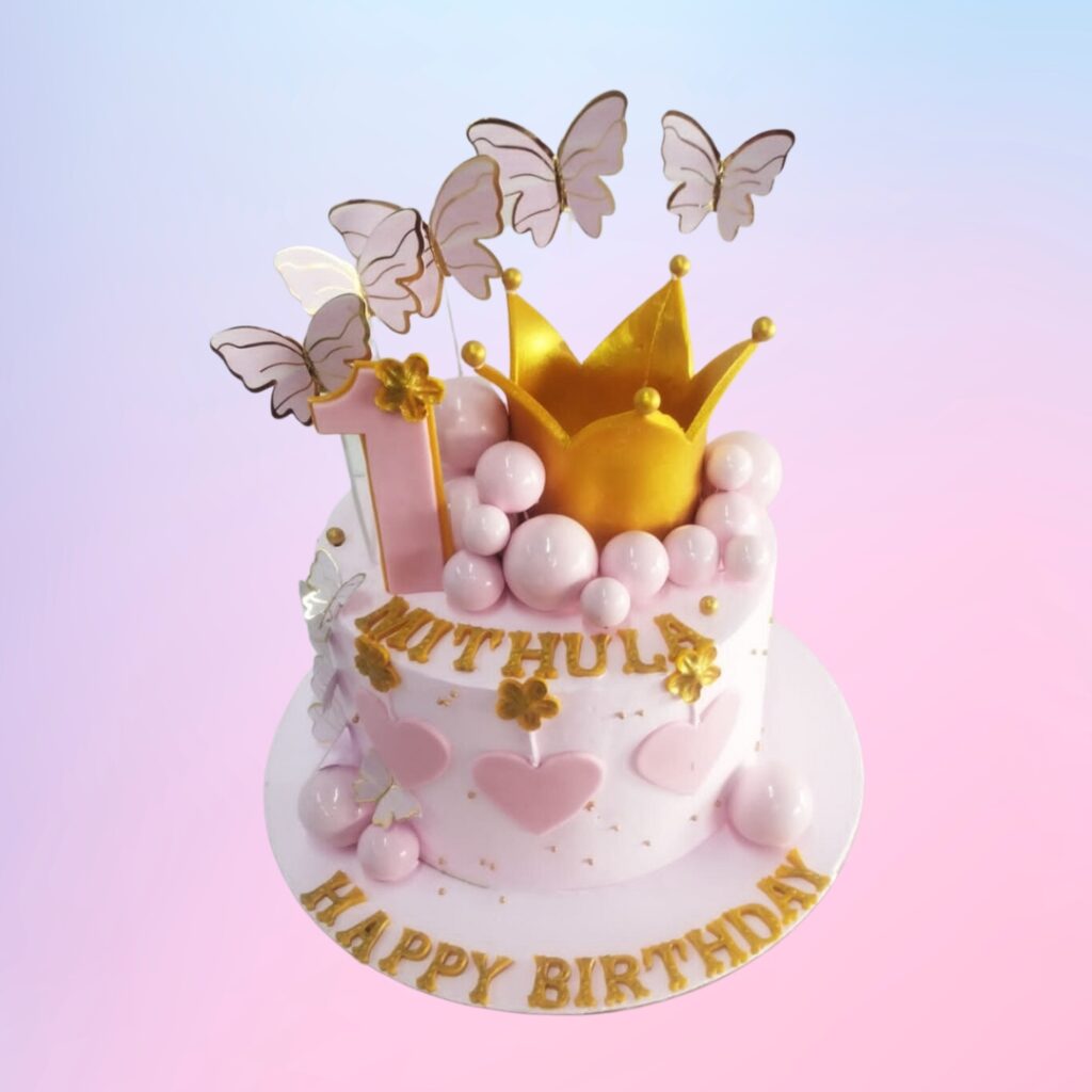 Pretty Pink Princess First Birthday Cake - Cake Square Chennai | Cake ...