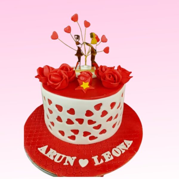 "Puppy Love Proposal 1 Kg Anniversary Cake in blueberry flavour, featuring a cute design for a romantic celebration."