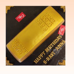 Pure Gold Bar 2 Kg Birthday Cake shaped like a gold bar from Cake Square Chennai