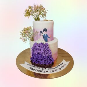 "Purple Beauty 4 Kg 2-Tier Anniversary Cake in blueberry flavour, featuring an elegant purple design for a sophisticated celebration."